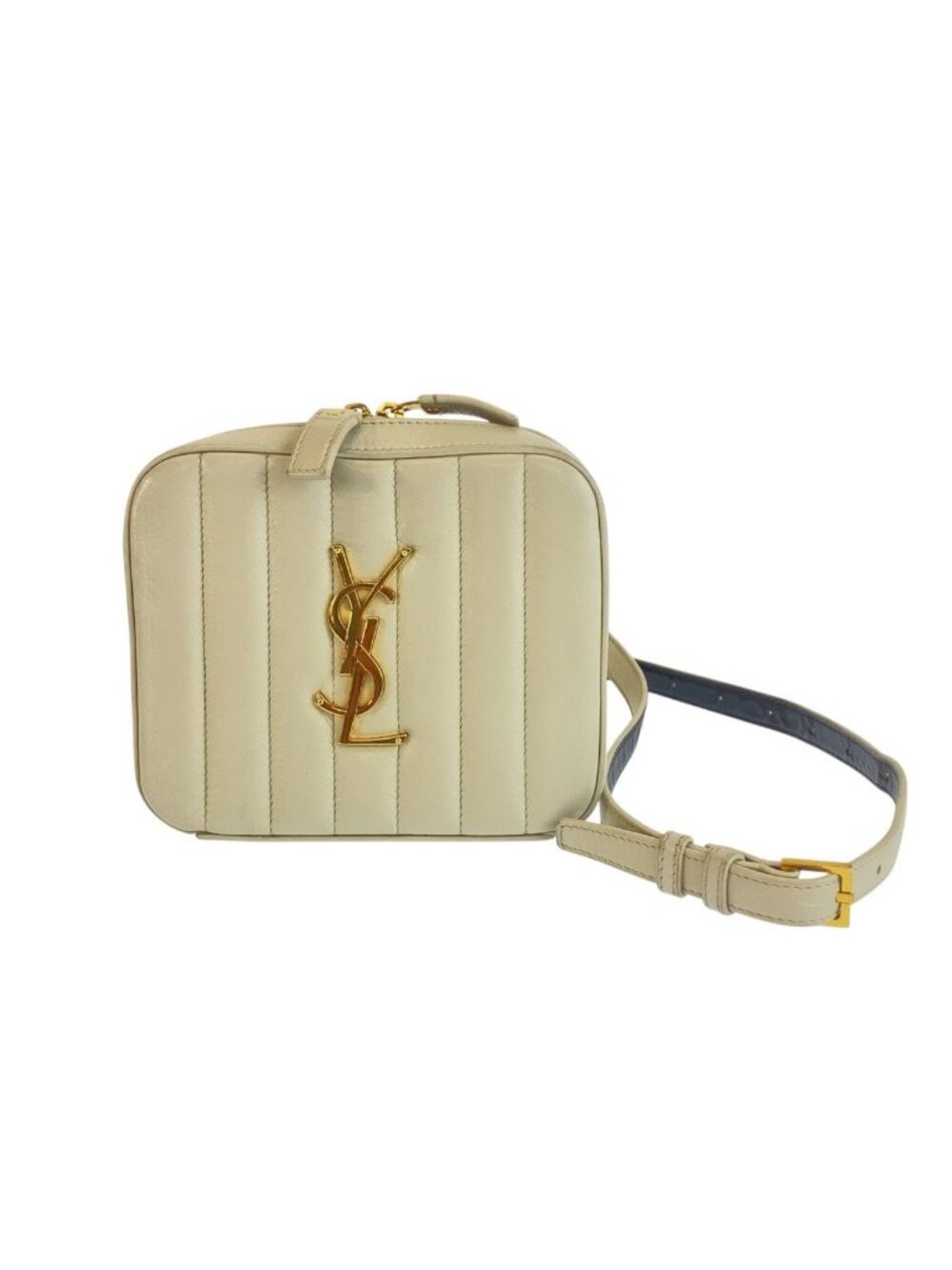 Saint Laurent Vicky Greige Gold Leather Shoulder Bag